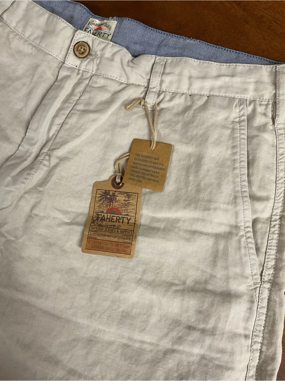 Brand New-Faherty Stone Cotton/Linen Short